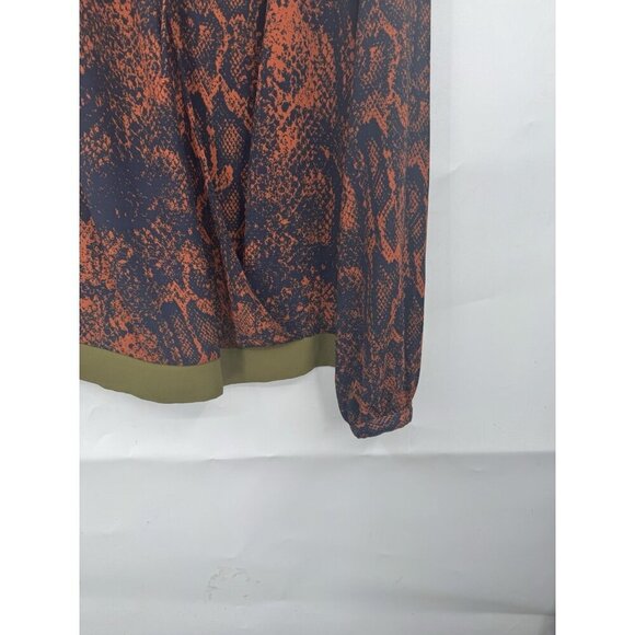 CABI Top Women Medium Border Wrap Python Print Orange Blue Front Tie Lightweight - Picture 10 of 10